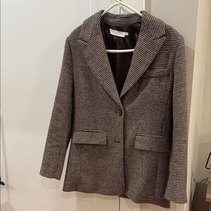 Astr Houndstooth Blazer in Black and White